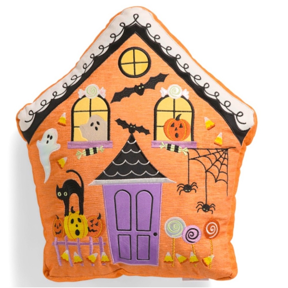 Isaac Mizrahi Halloween Decorative Pillow - Orange and Black